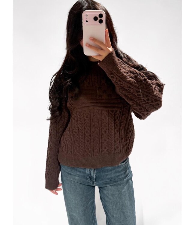 USA CABLE KNIT - LVC1086 - BROWN
