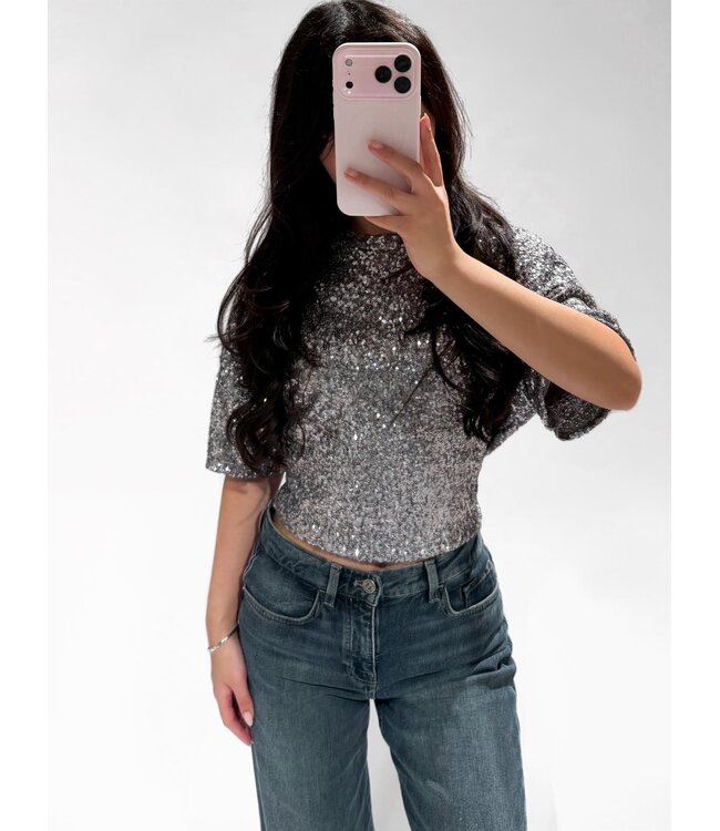 SEQUIN TEE - SILVER