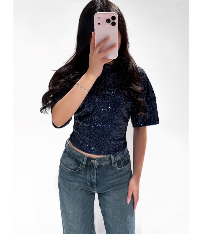 SEQUIN TEE - NAVY