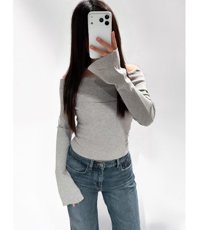 AUDREY OFF SHOULDER TOP - LVC1082 - GREY