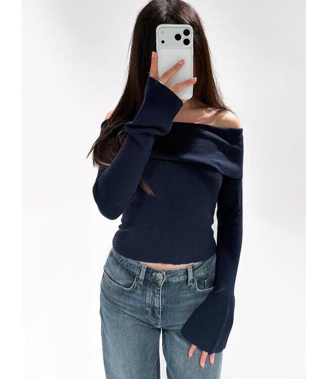 AUDREY OFF SHOULDER TOP - LVC1082 - NAVY