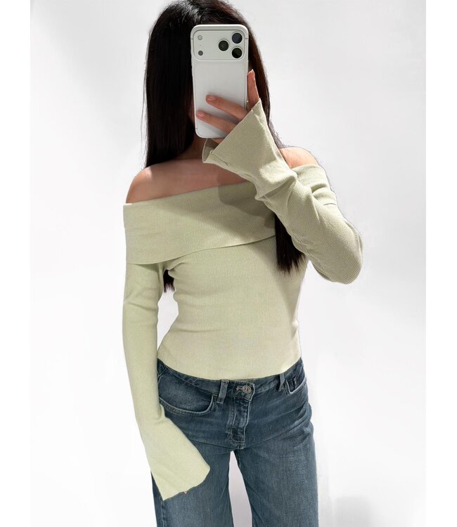 AUDREY OFF SHOULDER TOP - LVC1082 - SAGE