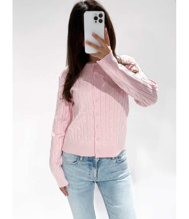 CLARA CABLE CARDIGAN - LVC1052 - PINK