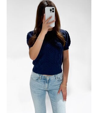 HAZEL CABLE  KNIT TEE - LVC1054 - NAVY