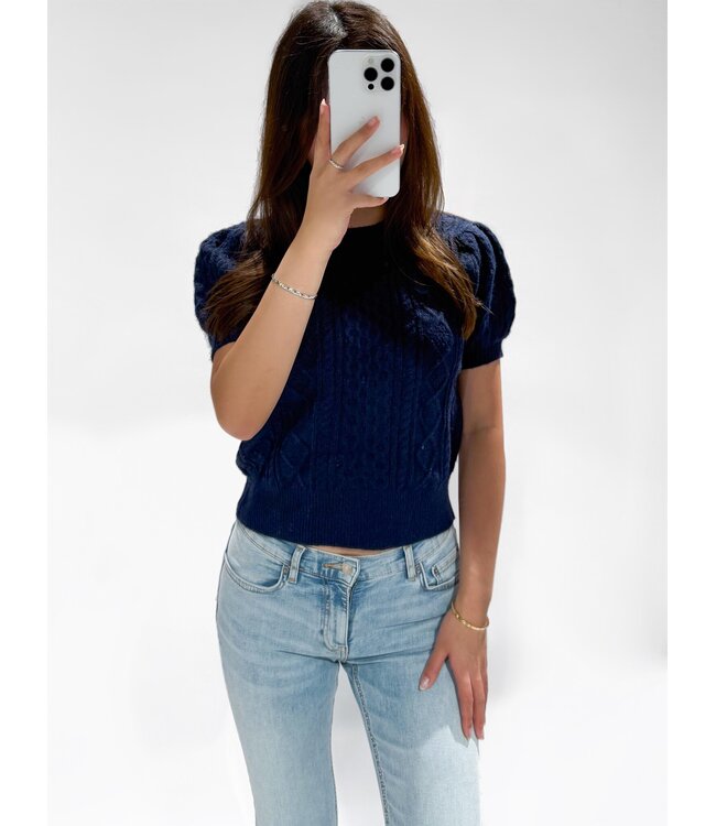 HAZEL CABLE  KNIT TEE - LVC1054 - NAVY