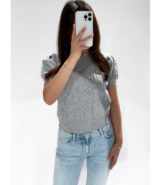 HAZEL CABLE  KNIT TEE - LVC1054 - GREY