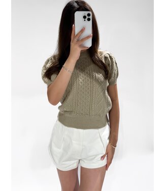 HAZEL CABLE  KNIT TEE - LVC1054 - TAUPE