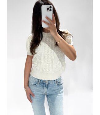 HAZEL CABLE  KNIT TEE - LVC1054 - WHITE