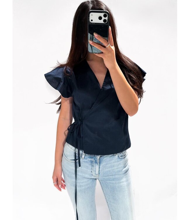 KIMMY WRAP TOP - NAVY