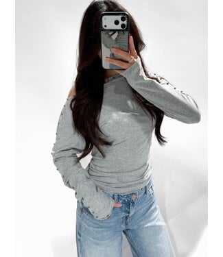 EMMA STUDS TOP - GREY