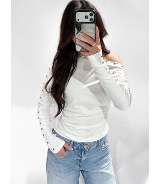 EMMA STUDS TOP - WHITE