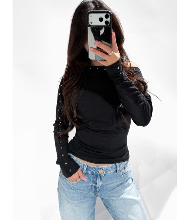 EMMA STUDS TOP - BLACK