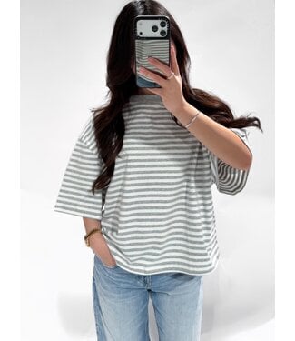 (PRE-ORDER SIZE M/L) REDEFINED STRIPE TEE - RF0060 - GREY/WHITE