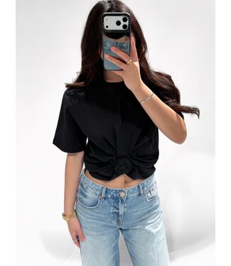 REDEFINED  SHOULDER PAD KNOT TEE - RF0059 - BLACK