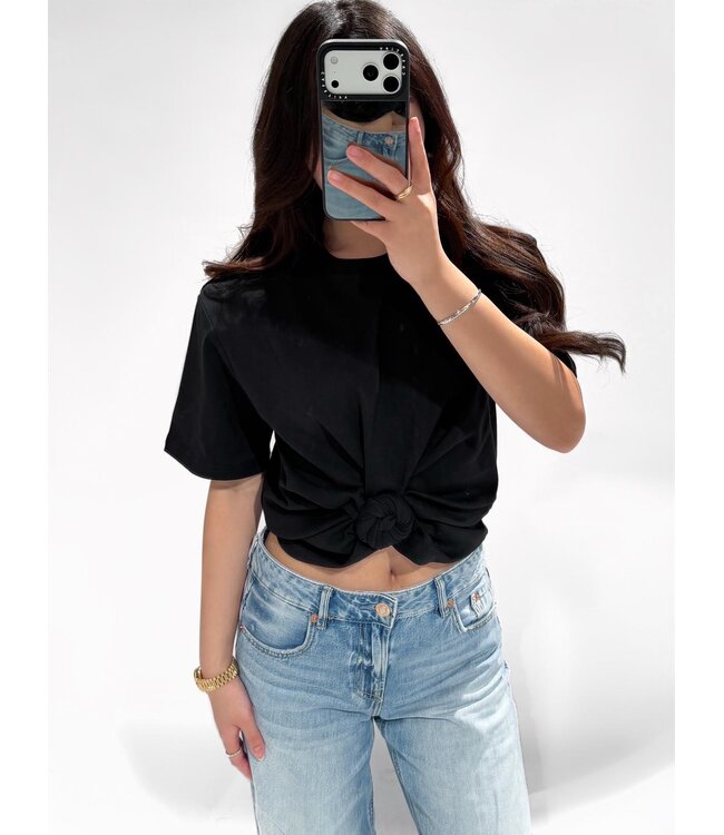 REDEFINED  SHOULDER PAD KNOT TEE - RF0059 - BLACK