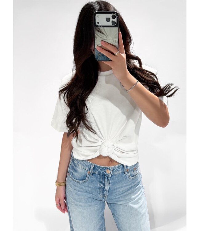 REDEFINED  SHOULDER PAD KNOT TEE - RF0059 - WHITE