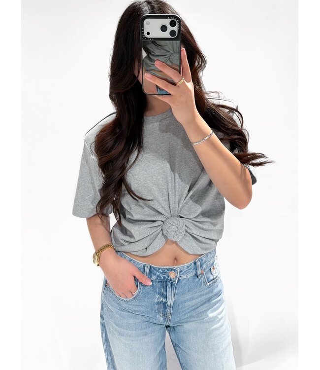 REDEFINED  SHOULDER PAD KNOT TEE - RF0059 - GREY
