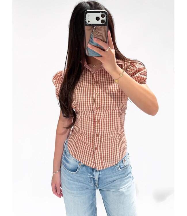 ABBEY CHECKERED TOP - RED