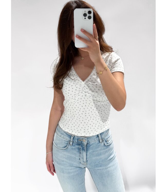 CINDY POINTELLE TOP - LVC1029 - FLORAL BLUE