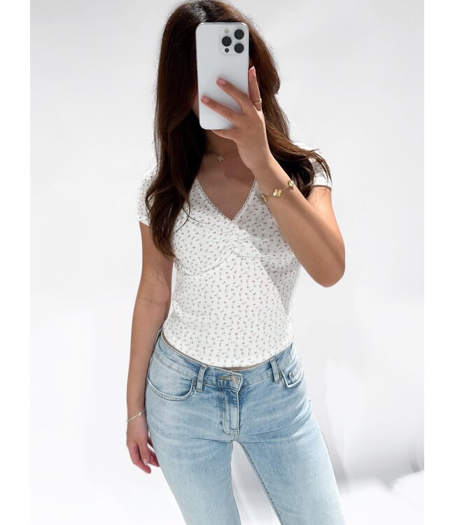 CINDY POINTELLE TOP - LVC1029 - FLORAL RED