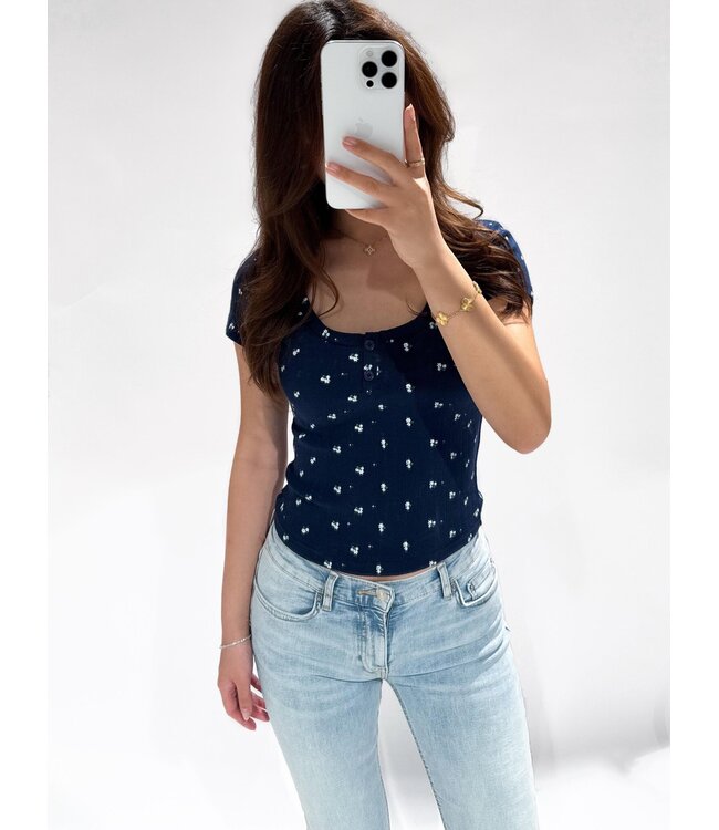 NANCY POINTELLE TOP - LVC1030 - NAVY