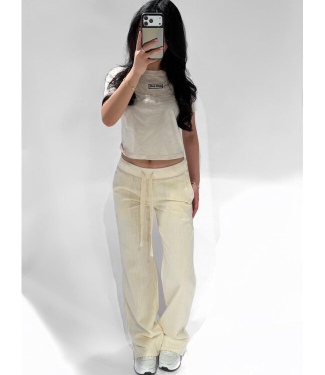 AVELINE LINEN TROUSERS - LVC1093 - BUTTER