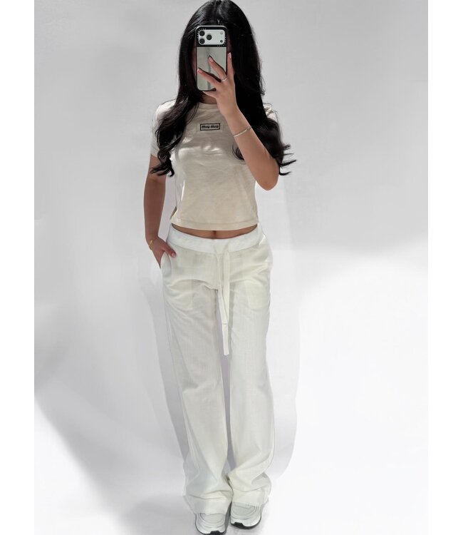 NORA LINEN TROUSERS - LVC1093 - WHITE