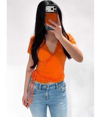 WRAP LACE TOP - ORANGE