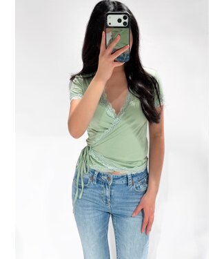 WRAP LACE TOP - SAGE