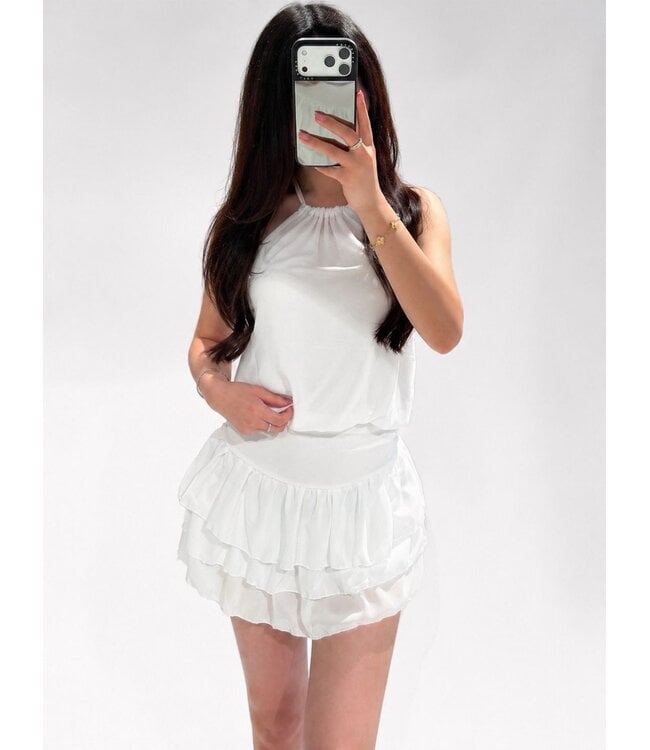 OLIVIA HALTER DRESS - WHITE