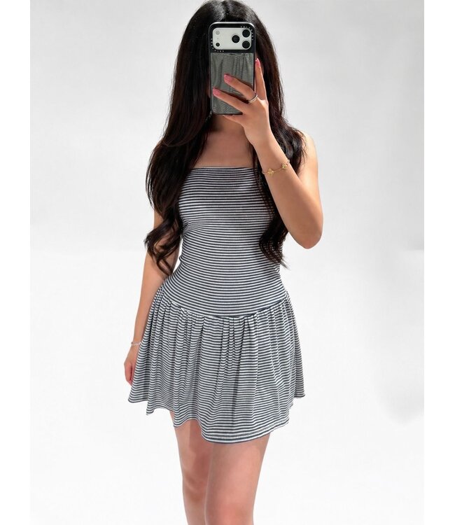 STRIPE PLAYSUIT - NAVY