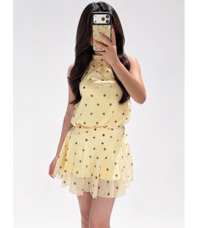 POLKADOTS HALTER  DRESS - YELLOW