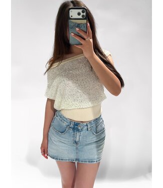 ELLY SEQUIN KNIT TOP - LVC1132 - BEIGE