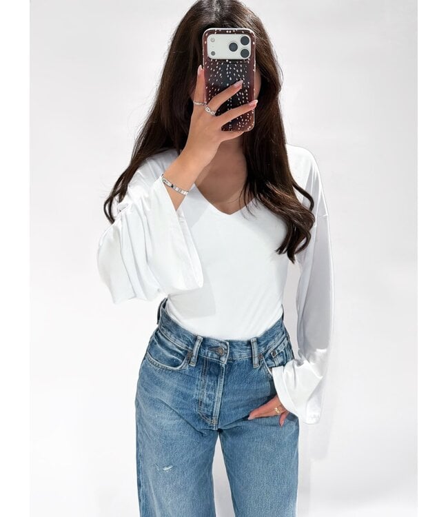 PALOMA FLARED SLEEVE TOP - WHITE