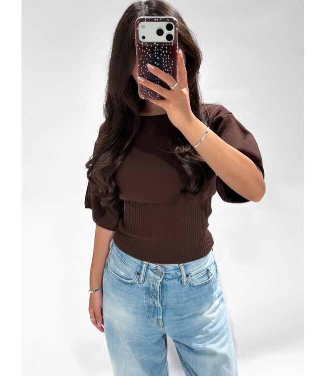 SOLENE TOP - BROWN