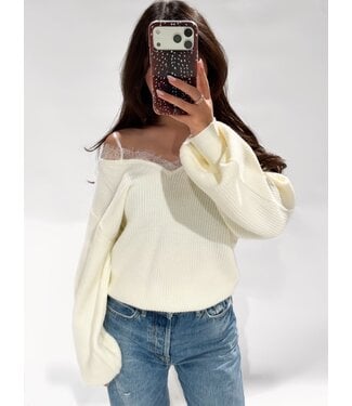 LUMI LACE SWEATER - LVC1142 - WHITE
