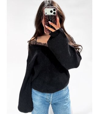 LUMI LACE SWEATER - LVC1142 - BLACK