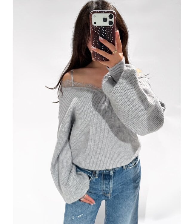 LUMI LACE SWEATER - LVC1142 - GREY