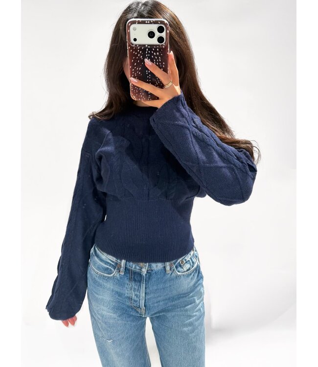 MAE CABLE SWEATER - LVC1140 - NAVY