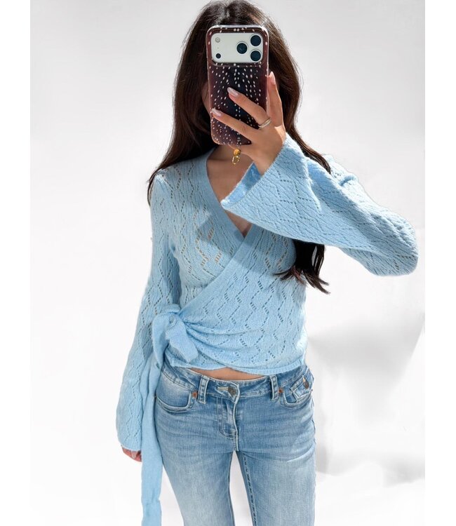 PENELOPE WRAP CARDIGAN - SKY