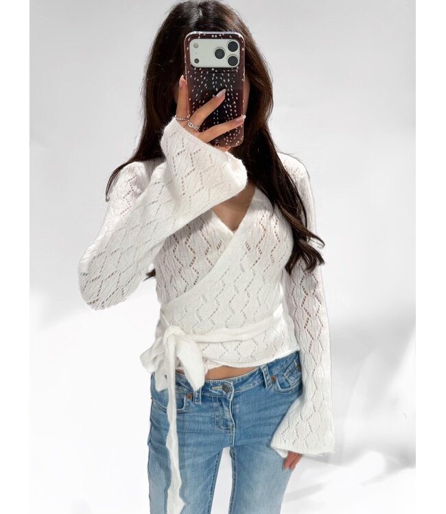PENELOPE WRAP CARDIGAN - WHITE