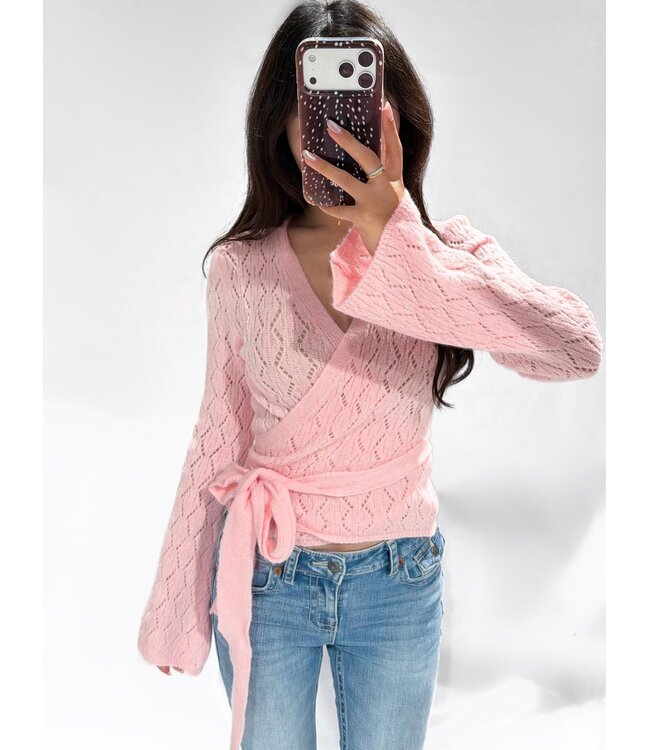 PENELOPE WRAP CARDIGAN - PINK