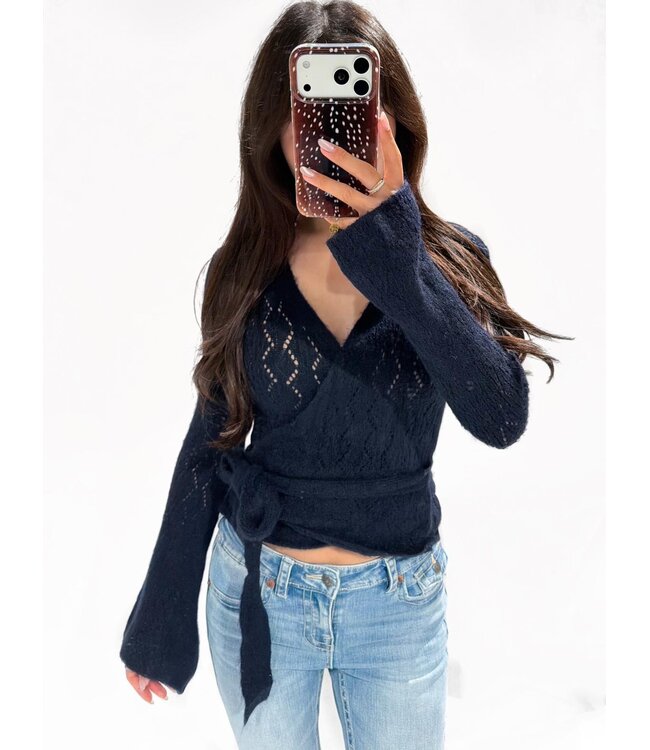 PENELOPE WRAP CARDIGAN - NAVY
