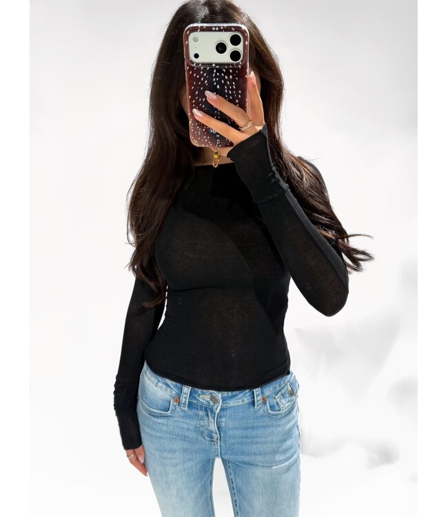 BASIC CASHMERE TOP - D28667 - BLACK