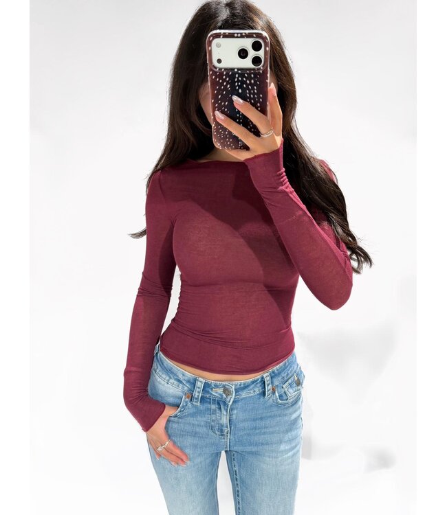 BASIC CASHMERE TOP - D28667 - BORDEAUX