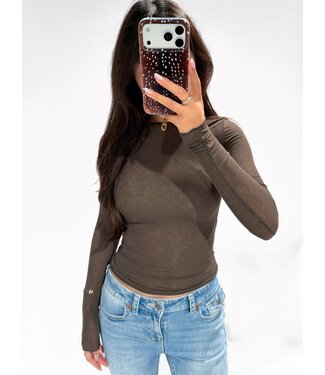 BASIC CASHMERE TOP - D28667 - BROWN