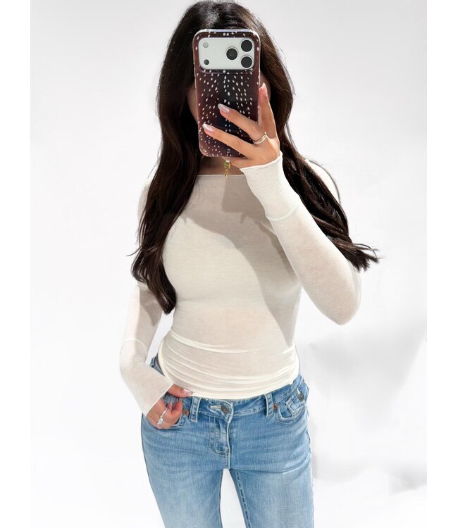 BASIC CASHMERE TOP - D28667 - WHITE