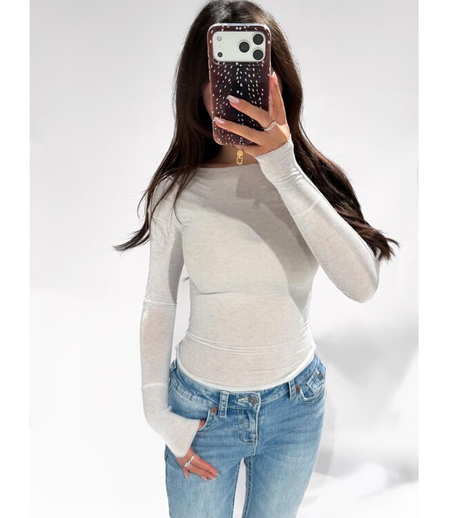 BASIC CASHMERE TOP - D28667 - GREY