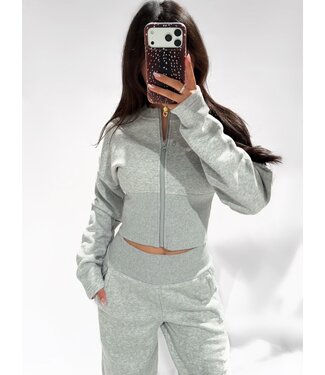 CROP ZIP HOODIE - RF0065 - GREY