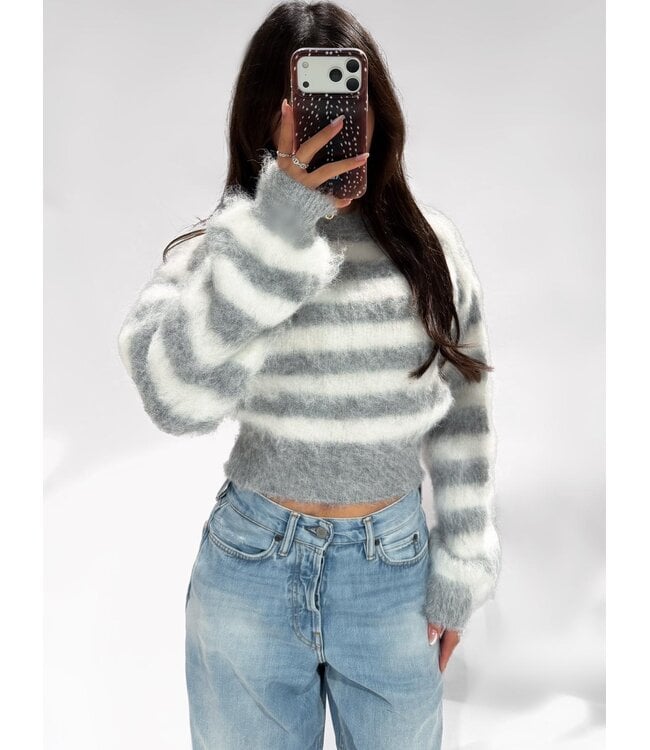 POLLY SWEATER - GREY/WHITE
